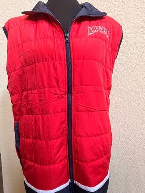 Angels Red and Navy Quilted Zip-Up Vest